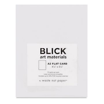 Open in modal - Blick Cards and Envelopes - A2 Flat Card, Pure White, 4-1/4" x 5-1/2", Pkg of 10, front of packaging