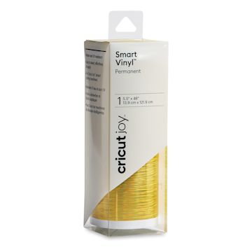 Open in modal - Cricut Joy Permanent Smart Vinyl - Holographic Threads, Gold, 5-1/2" x 48", Roll (In packaging)