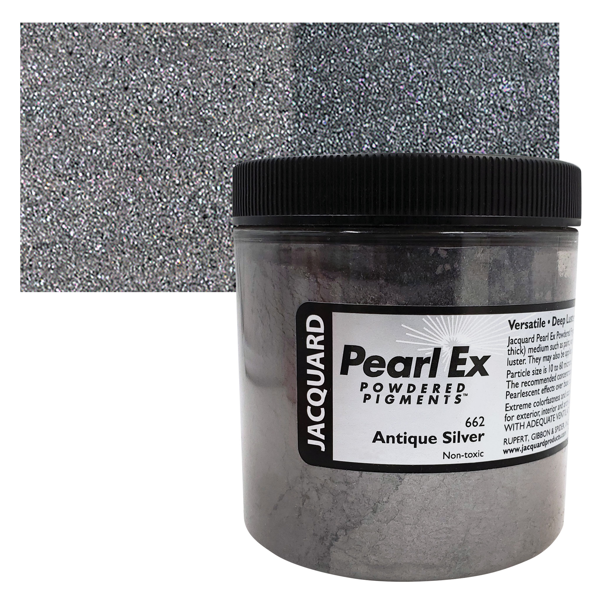 Jacquard Pearl Ex Powdered Pigment .75oz-Antique Silver - 743772166207