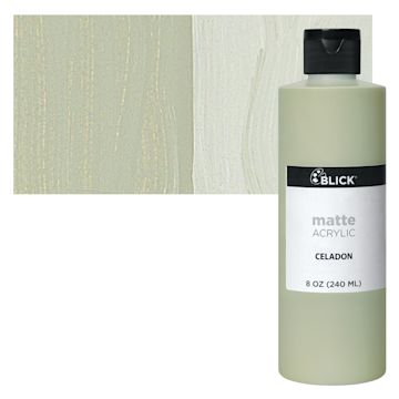 Open in modal - Blick Matte Acrylic - Celadon, 8 oz bottle and swatch