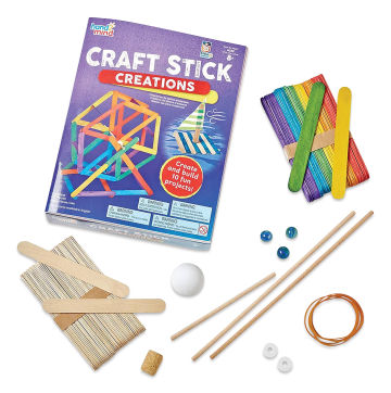 Hand2Mind Craft Stick Creations Set (front of packaging and contents)