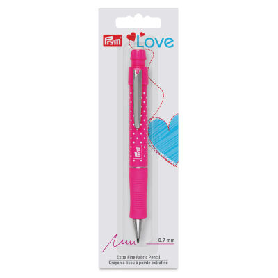 Prym Love Extra Fine Fabric Mechanical Pencil - Pink, 0.9 mm, inside of packaging.