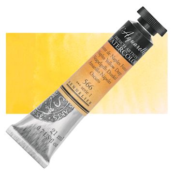 Open in modal - Sennelier French Artists' Watercolor - Naples Yellow Deep, 21 ml, Tube and swatch