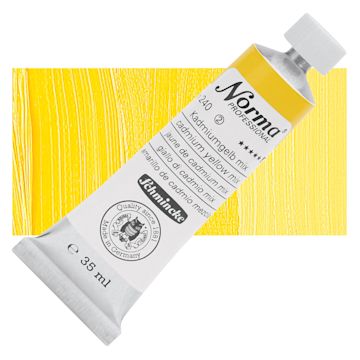 Open in modal - Schmincke Norma Professional Oil Paints - Cadmium Yellow Mix, 35 ml, Tube and swatch