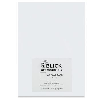 Open in modal - Blick Cards and Envelopes - A7 Flat Card, Pure White, 5" x 7", Pkg of 10, front of packaging
