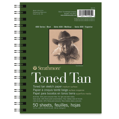 Strathmore 400 Series Recycled Toned Sketch Pad - 8-1/2'' x 5-1/2'', 50 Sheets, Warm Tan