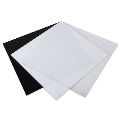 Oceanside Glass Fusible Glass Sheets - Black, White, and Clear, 6 x 6,  Pkg of 3