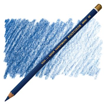 Open in modal - Koh-I-Noor Polycolor Dry Color Drawing Pencil - Permanent Blue 55, swatch and pencil