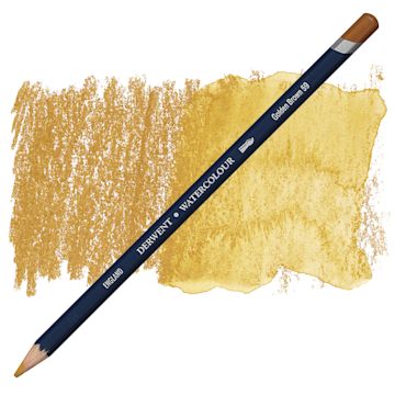 Open in modal - Derwent Watercolor Pencil - Golden Brown pencil and swatch