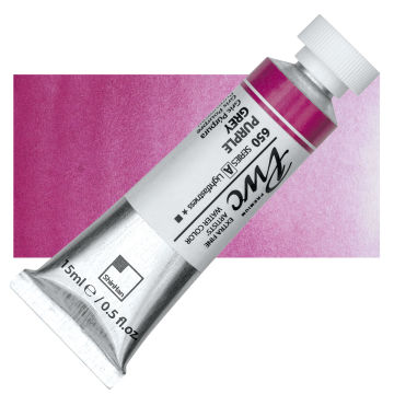 Open in modal - PWC Extra Fine Professional Watercolor - Purple Grey, 15 ml, Tube and swatch