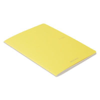 Fabriano EcoQua Staplebound Notebook - Yellow, 11.7" x 8.3", Lined (side view)