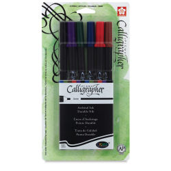 Sakura Pigma Calligrapher Pens - Set of 6, Assorted Colors, 2 mm