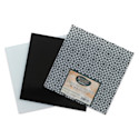 Mosaic Mercantile Opalescent Glass Pack - Black and White, 8" x 8", Pkg of 3