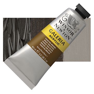 Open in modal - Winsor & Newton Galeria Flow Acrylic - Vandyke Brown, 60 ml tube and swatch