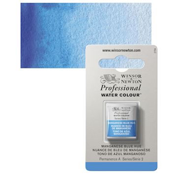 Open in modal - Winsor & Newton Professional Watercolor - Manganese Blue Hue, Half Pan and swatch