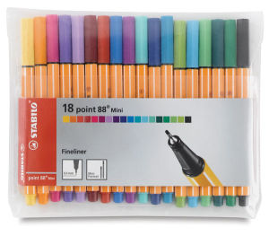 Stabilo Point 88 Mini Pens - Front of package of 18 shown