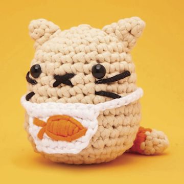 Open in modal - The Woobles Beginner Crochet Amigurumi Kit - Cat - finished example