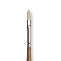 Winsor & Newton Artists' Oil Synthetic Hog Brush - Flat, Size 1, Long Handle (close-up)