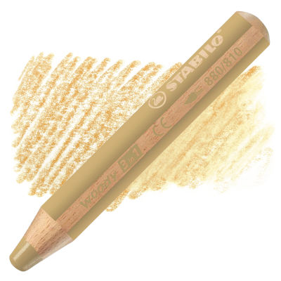 Stabilo Woody 3 in 1 Pencil - Gold swatch and pencil