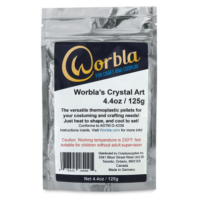 Worbla Crystal Art Moldable Plastic Pellets - Front of package showing label
