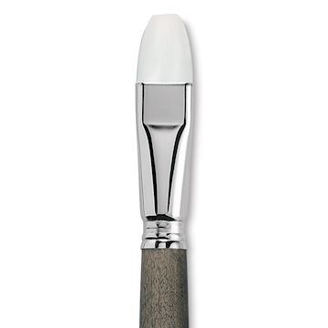 Open in modal - Escoda Perla Toray White Synthetic Brush - Bright, Short Handle, Size 20 (Close-up of brush)