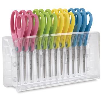 Open in modal - Westcott Kids Value Scissors - 12 pc pack of Scissors shown in included storage holder