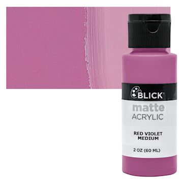 Open in modal - Blick Matte Acrylic - Red Violet Medium, 2 oz bottle and swatch