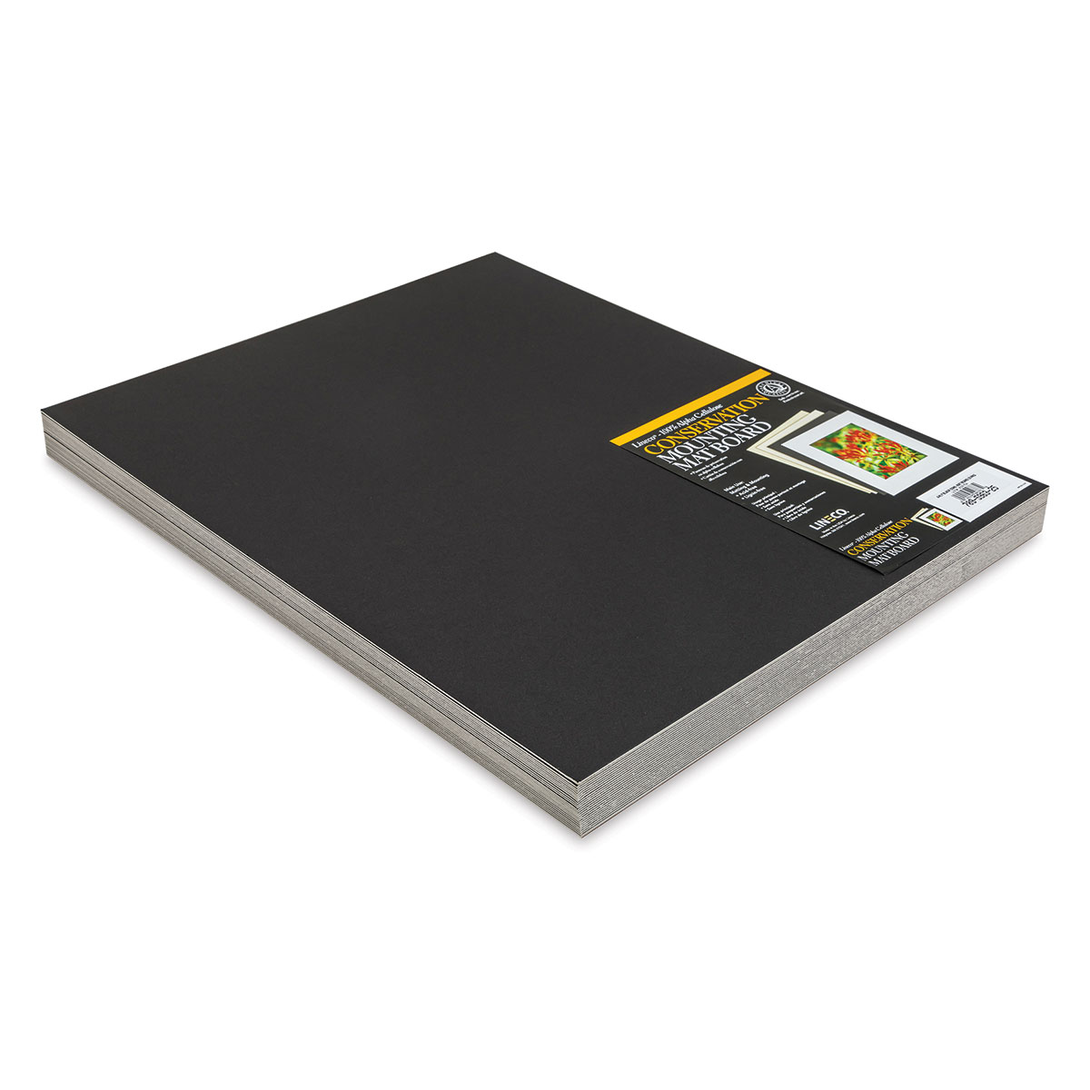 Lineco Conservation Matboard - Black, 4 ply, Pkg of 25, 16'' x 20