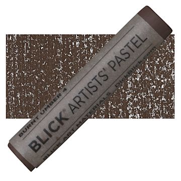 Open in modal - Blick Artists' Soft Pastel - Burnt Umber 4 pastel and swatch