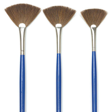 Blick Scholastic Red Sable Brushes - Fans, Set of 3, Long Handle