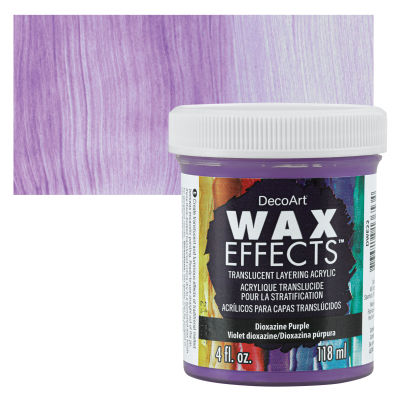 DecoArt Wax Effects Acrylic Paint - Dioxazine Purple, 4 oz Jar with swatch