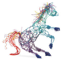 Twisteez - Sculpture of rearing horse made with wire shown