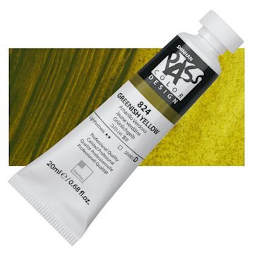 Open in modal - ShinHan Pass Colors Opaque Watercolor Tube - Greenish Yellow, 20 ml tube and swatch