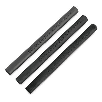 Compressed Charcoal - 3 Charcoal sticks shown at angle