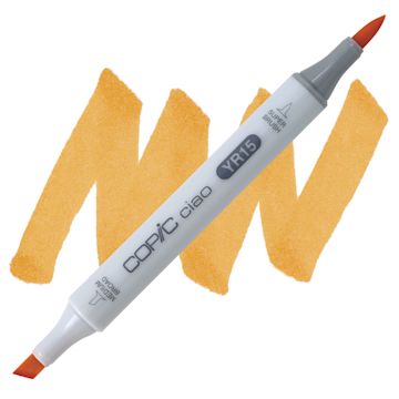 Open in modal - Copic Ciao Double Ended Marker - Pumpkin Yellow YR15 marker and swatch