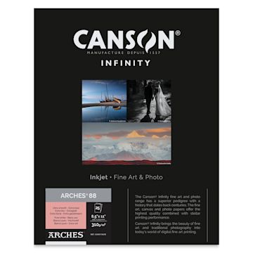 Open in modal - Canson Infinity Arches 88 Inkjet Fine Art and Photo Paper - 8-1/2" x 11", 310 gsm, Package of 25