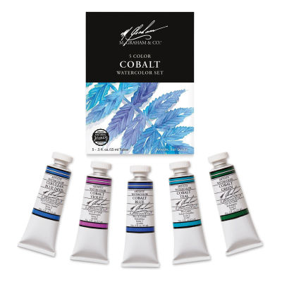 M. Graham Artists' Watercolor - Cobalt Mix Limited Edition Set, Set of 5 colors, 15 ml tubes (Tubes with packaging)