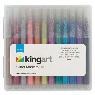 Kingart Glitter Marker Set - Front of package of 12 markers
