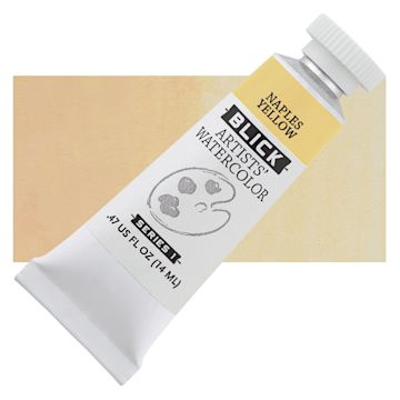 Open in modal - Blick Artists' Watercolor - Naples Yellow, 14 ml tube and swatch