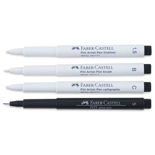 Faber-Castell Pitt Artist Pens - White and Black, Set of 4