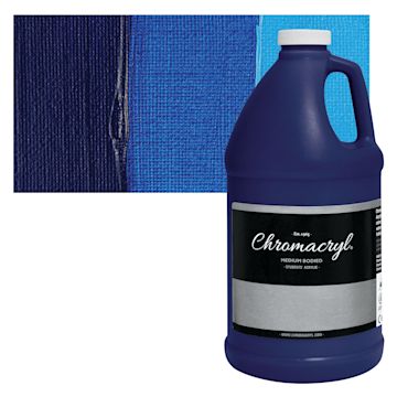 Open in modal - Chromacryl Students' Acrylic - Cool Blue, 64 oz bottle and swatch