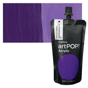 artPOP! Heavy Body Acrylic Paint - Medium Purple, 120 ml Pouch with swatch