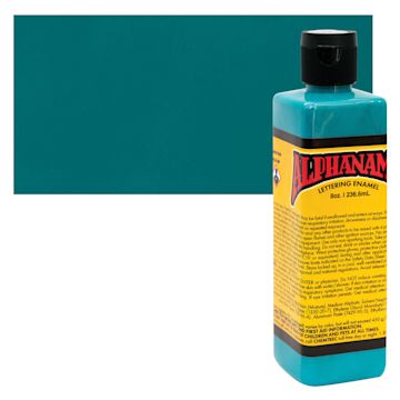 Open in modal - Alpha6 Alphanamel Lettering Enamel - Bright Teal, 236.6 ml - Bottle and Swatch