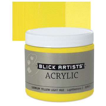 Open in modal - Blick Artists' Acrylic - Cadmium Yellow Light Hue, 16 oz jar and swatch