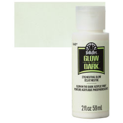 Plaid FolkArt Glow In The Dark Acrylic Paint - Neutral, 2 oz, Bottle with Swatch