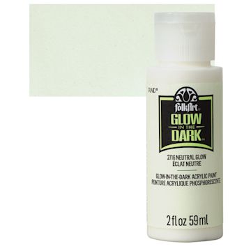 Open in modal - Plaid FolkArt Glow In The Dark Acrylic Paint - Neutral, 2 oz, Bottle and swatch
