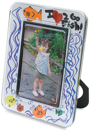 Do-it-Yourself Photo Frame - Angled view of Frame decorated with Child's art
