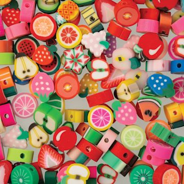 Open in modal - John Bead Craft Beads Clay Shapes - Fruit Mix - close-up