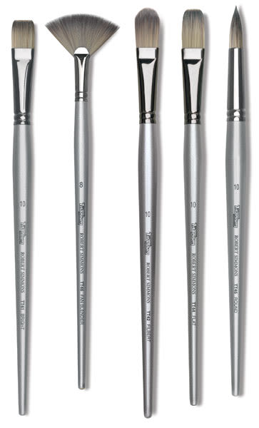 Robert Simmons Titanium Brushes - An assortment of 5 different types of brushes upright