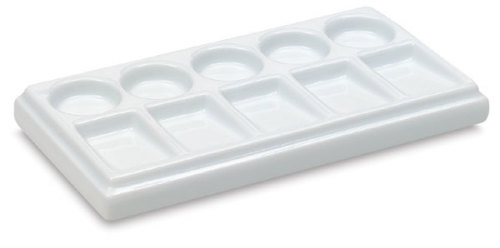 Porcelain Palette - 3 3/4'' x 3/4'' x 7'', 10 Wells, Rectangular